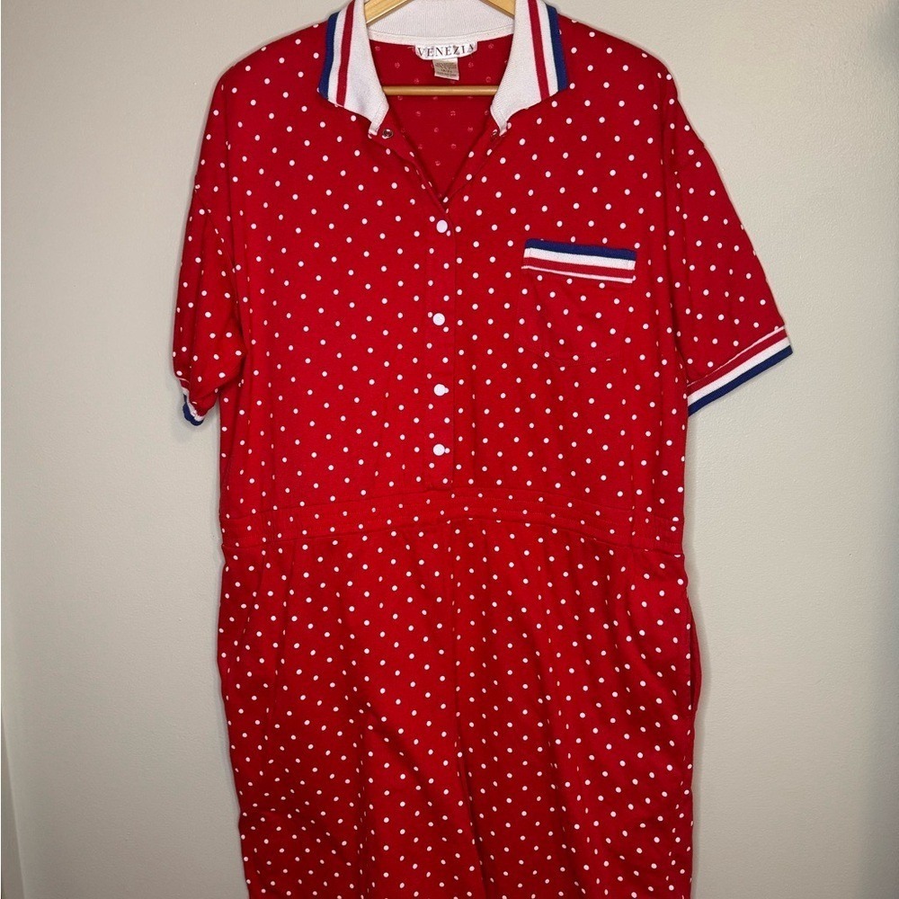 Venezia Red Polka Dot Button Front Romper Size 18/20 Plus